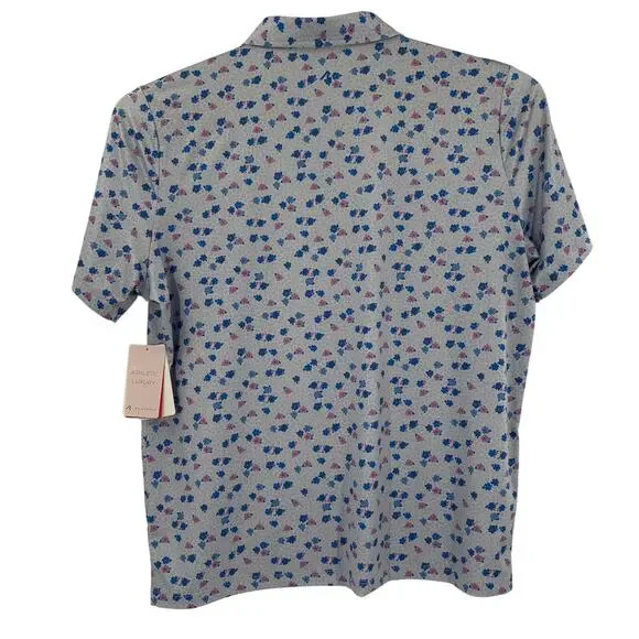 Redvanly Mens 2XL Blue Lavender Floral Short Sleeve Golf Leone Polo Shirt - Picture 7 of 7